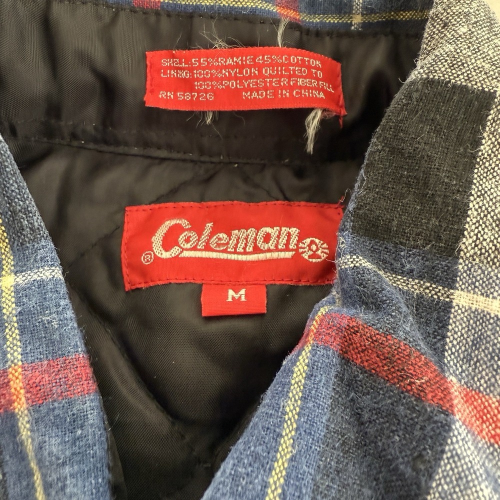 Coleman Mens Red/White/Blue Plaid Shirt/Jacket Shacket Quilted Lining Size MED - Picture 2 of 7